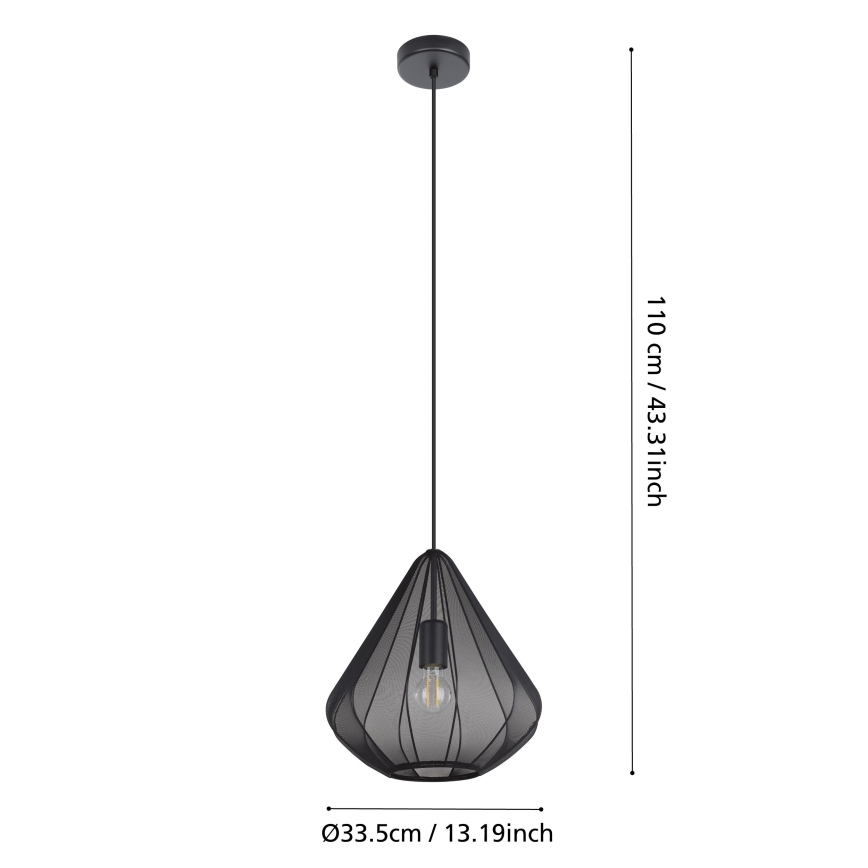 Eglo - Hängeleuchte 1xE27/40W/230V d 33,5 cm schwarz