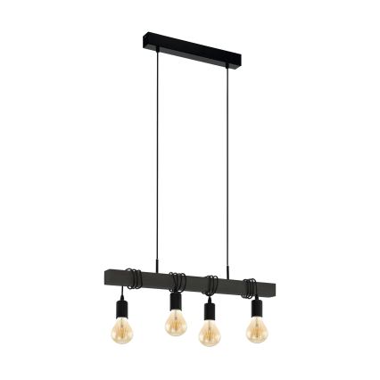 Eglo 44061 - Pendelleuchte mit Kabel TOWNSHEND 4xE27/40W/230V schwarz