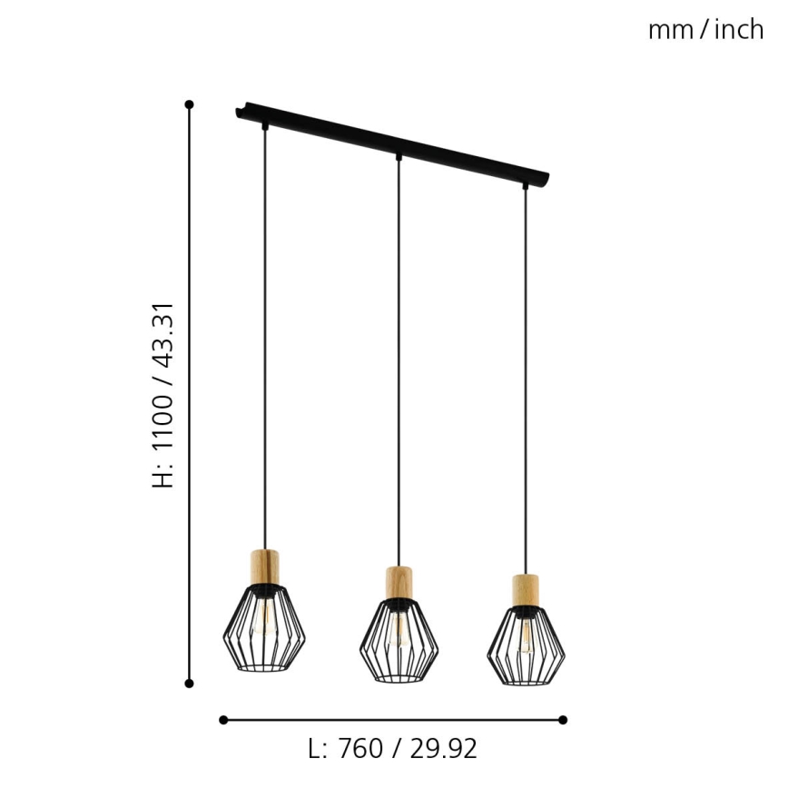 Eglo - Hängeleuchte an Schnur 3xE27/60W/230V - FSC-zertifiziert