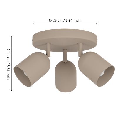 Eglo - Spotleuchte 3x E14/40 W/230 V, Ø 25 cm, Beige