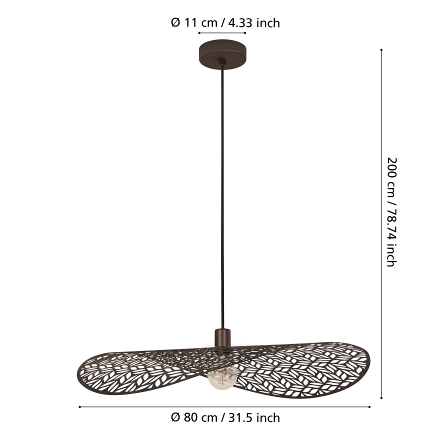 Eglo - Hängeleuchte an Kabel 1xE27/60W/230V Ø 80 cm bronzefarben