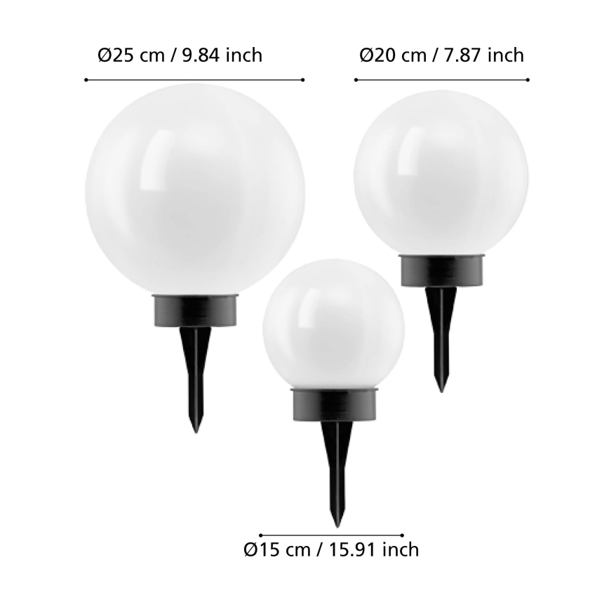 Eglo - LED-Solarleuchte mit Sensor 3 Stk. LED/1800 mAh IP44 schwarz