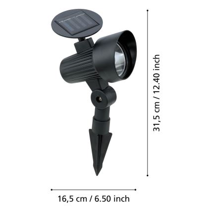 Eglo - Set 3x LED Solarleuchte mit Sensor LED/200 mAh IP44 schwarz