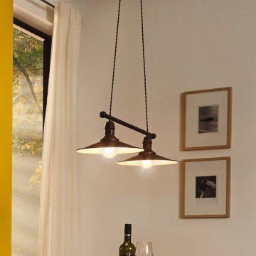 Eglo 49457 - Pendelleuchte mit Seilaufhängung STOCKBURY 2xE27/60W/230V