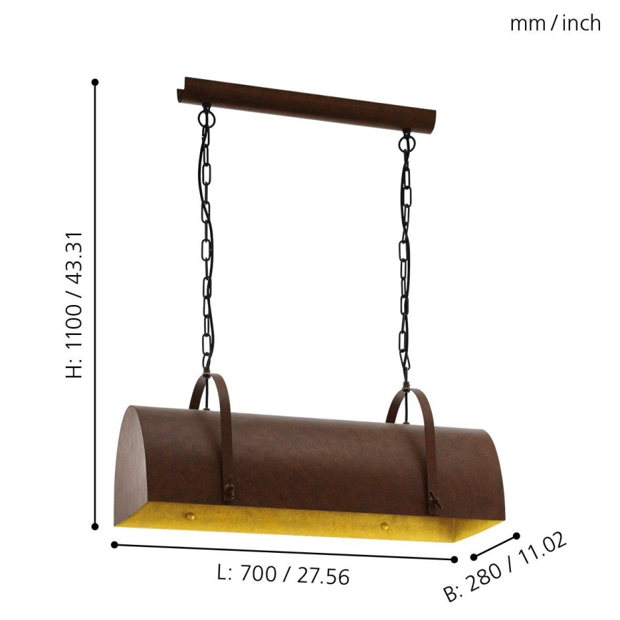 Eglo 49687 - Kette-Kronleuchter DEERHURST 2xE27/60W/230V