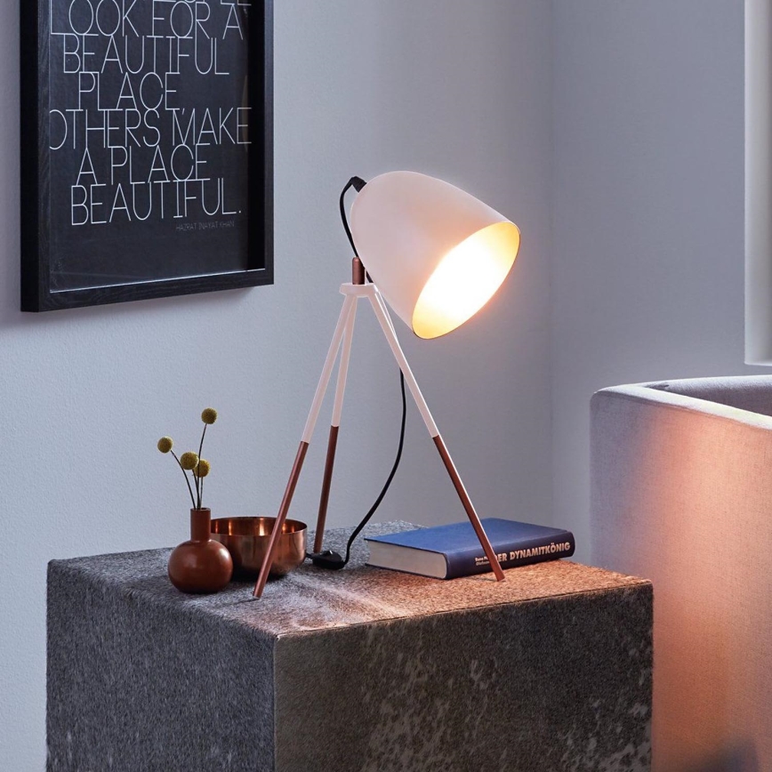 Eglo 49727 - Tischlampe CHESTER 1xE27/60W/230V weiß/kupfer