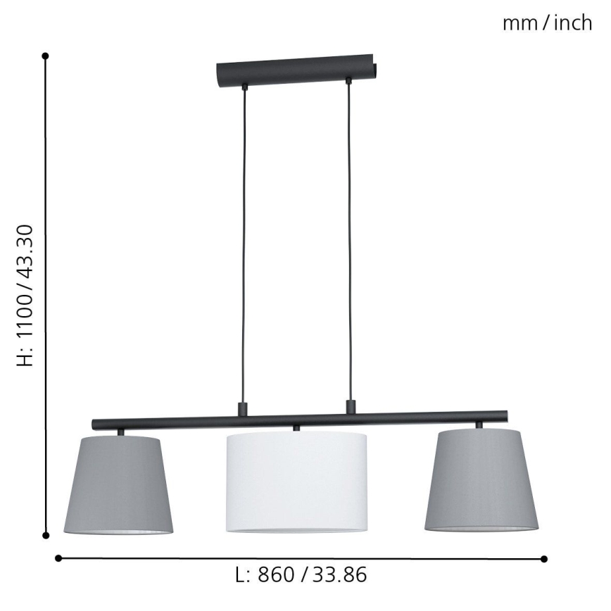Eglo 55207 - LED Pendelleuchte an Kabel ALMEIDA 3xE14/25W/230V grau