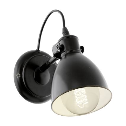 Eglo 55261 - Wandleuchte PRIDDY 1xE27/40W/230V schwarz
