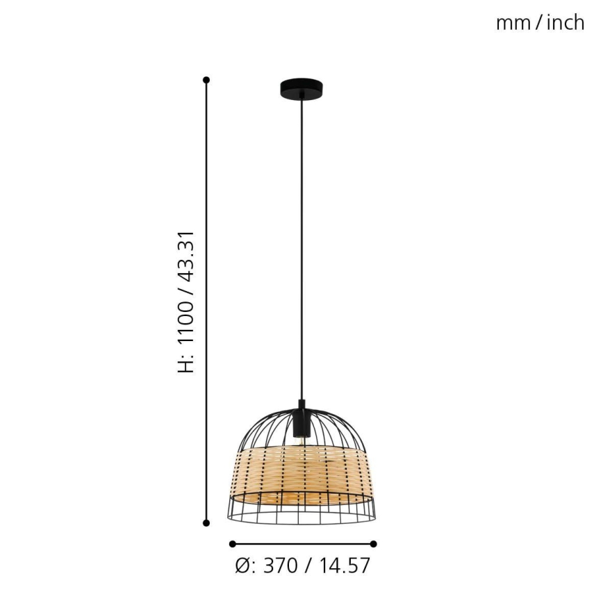 Eglo 55709 - Hängeleuchte ANWICK 1xE27/40W/230V Rattan