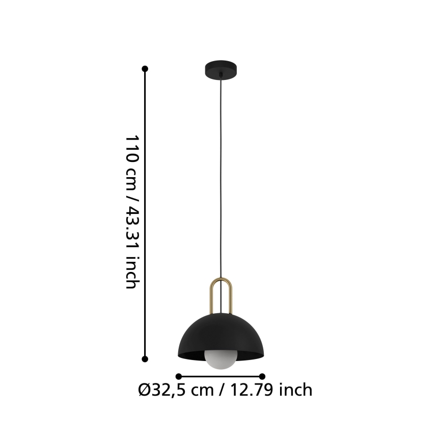 Eglo 56459 - Pendelleuchte CALMANERA an Kabel 1xE27/40W/230V schwarz