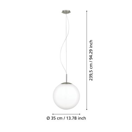 Eglo 63269 - Pendelleuchte an Kabel PIEDALE 1xE27/60W/230V Ø 35 cm mattchrom