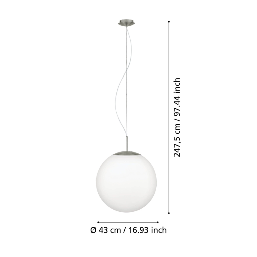 Eglo 63271 - Pendelleuchte an Kabel PIEDALE 1xE27/60W/230V Ø 43 cm mattchrom