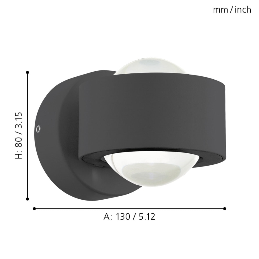 Eglo 64496 - LED-Wandleuchte ONO PRO 2xLED/2,5W/230V Anthrazit