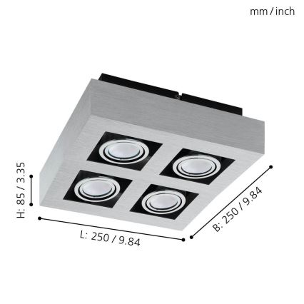 Eglo 64697 - LED-Strahler LOKE PRO 4xGU10/5W/230V 3000K matt Chrom