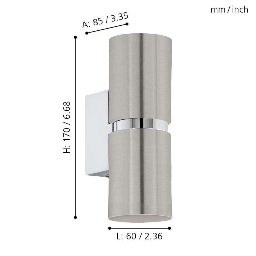 Eglo 64794 - LED-Wandleuchte PASSA PRO 2xGU10/3,3W/230V 3000K matt Chrom