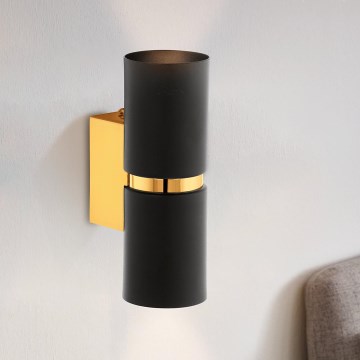 Eglo 64795 - LED-Wandleuchte PASSA PRO 2xGU10/3,3W/230V 3000K schwarz/golden