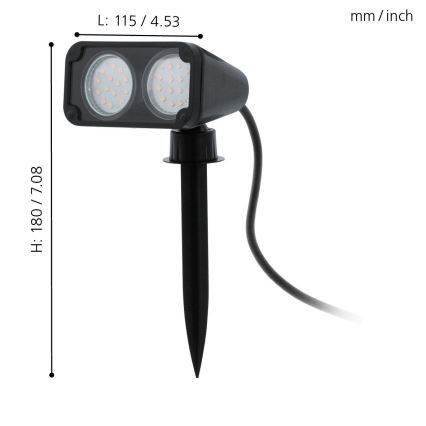 Eglo 75315 - LED-Außenleuchte NEMA 2xGU10/2,8W/230V 3000K IP44