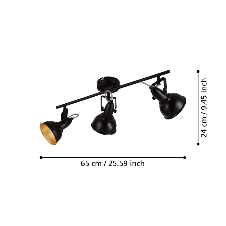 Eglo 75513 - Deckenstrahler THORNTON 3xE14/28W/230V schwarz/gold