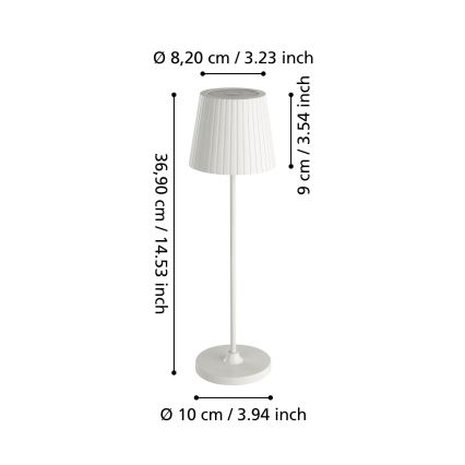 Eglo - Dimmbare, wiederaufladbare LED-Tischlampe für den Außenbereich LED/3,8W/5V 2400/3000/4000K 2000 mAh IP44 Weiß