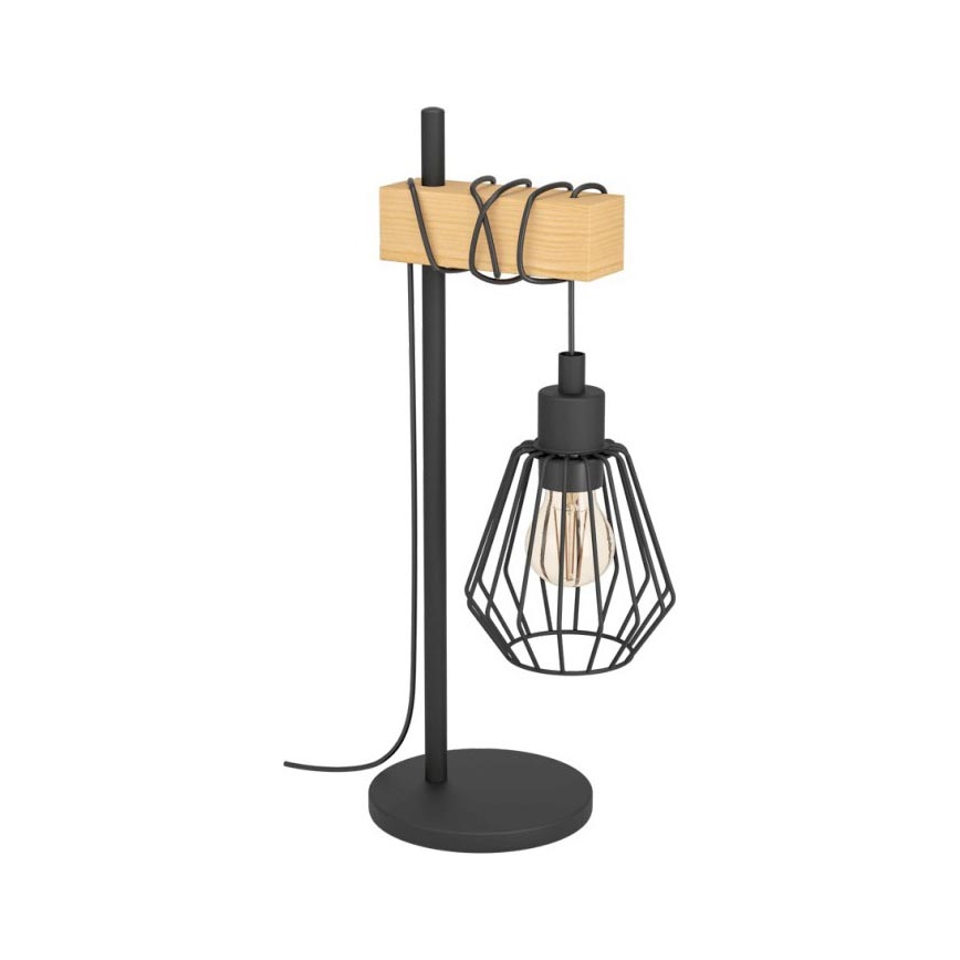 Eglo 780173 - Tischlampe TABODI 1xE27/40W/230V Kiefer/Schwarz
