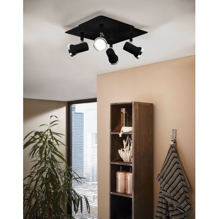 Eglo 780428 - LED-Strahler für Badezimmer BABILONE 4xGU10/3W/230V IP44 schwarz