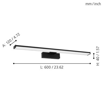 Eglo 780431 - LED-Spiegelbeleuchtung für Badezimmer BETETA LED/11W/230V 60 cm IP44 schwarz