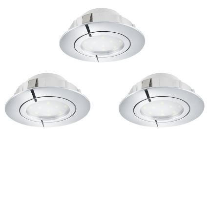 Eglo 78761 - SET 3x Dimmbare LED-Einbauleuchte PINEDA LED/6W/230V 3000K glänzendes Chrom