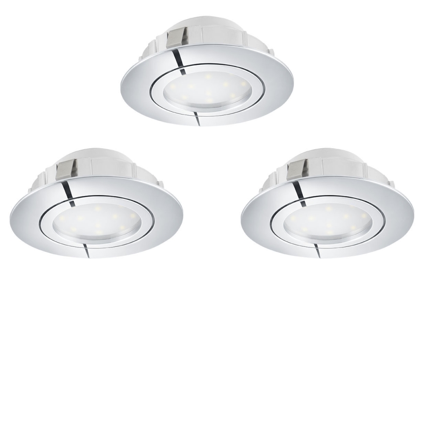 Eglo 78761 - SET 3x Dimmbare LED-Einbauleuchte PINEDA LED/6W/230V 3000K glänzendes Chrom