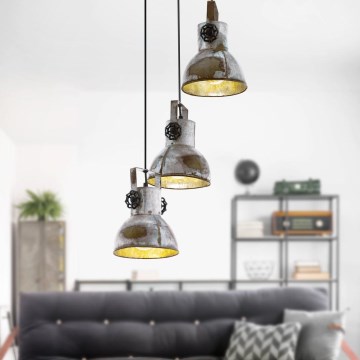 Eglo 79371 - Hängeleuchte BARNSTAPLE mit Kabelaufhängung, 3x E27/40W/230V, Braun/Patina