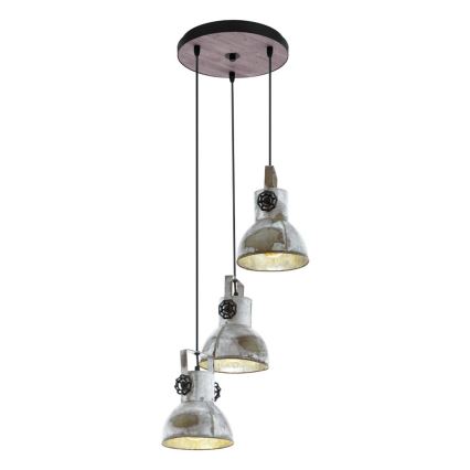 Eglo 79371 - Hängeleuchte BARNSTAPLE mit Kabelaufhängung, 3x E27/40W/230V, Braun/Patina