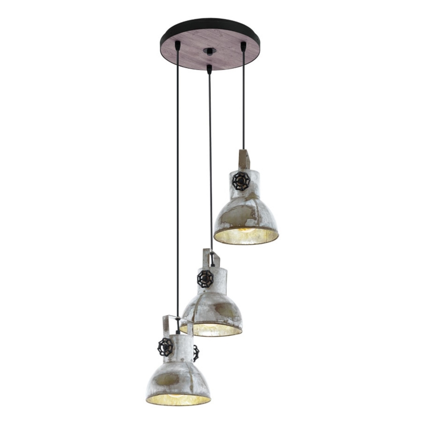 Eglo 79371 - Hängeleuchte BARNSTAPLE mit Kabelaufhängung, 3x E27/40W/230V, Braun/Patina