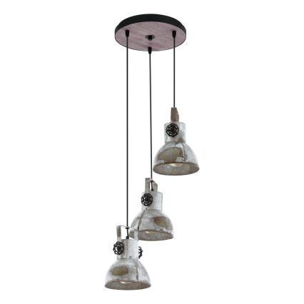 Eglo 79371 - Hängeleuchte BARNSTAPLE mit Kabelaufhängung, 3x E27/40W/230V, Braun/Patina