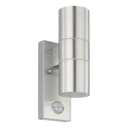Eglo 79594 - LED-Outdoor-Wandleuchte mit Sensor ARAPONGAS 2xGU10/2,8W/230V IP44 matt Chrom