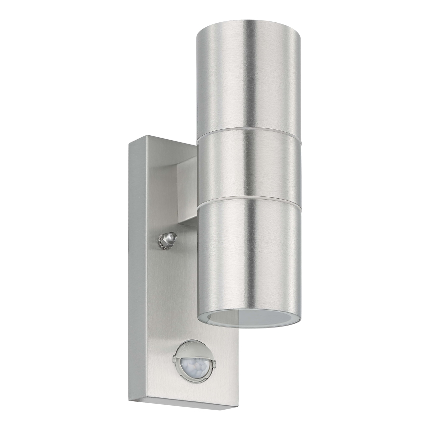 Eglo 79594 - LED-Outdoor-Wandleuchte mit Sensor ARAPONGAS 2xGU10/2,8W/230V IP44 matt Chrom