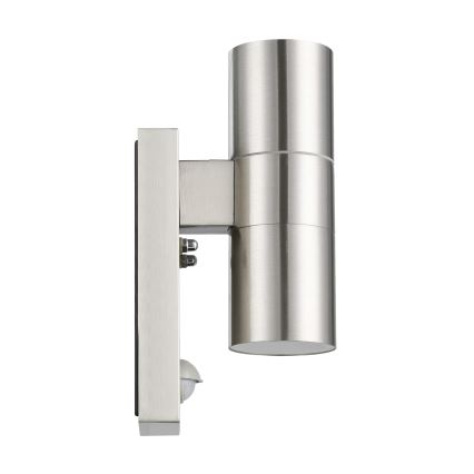 Eglo 79594 - LED-Outdoor-Wandleuchte mit Sensor ARAPONGAS 2xGU10/2,8W/230V IP44 matt Chrom