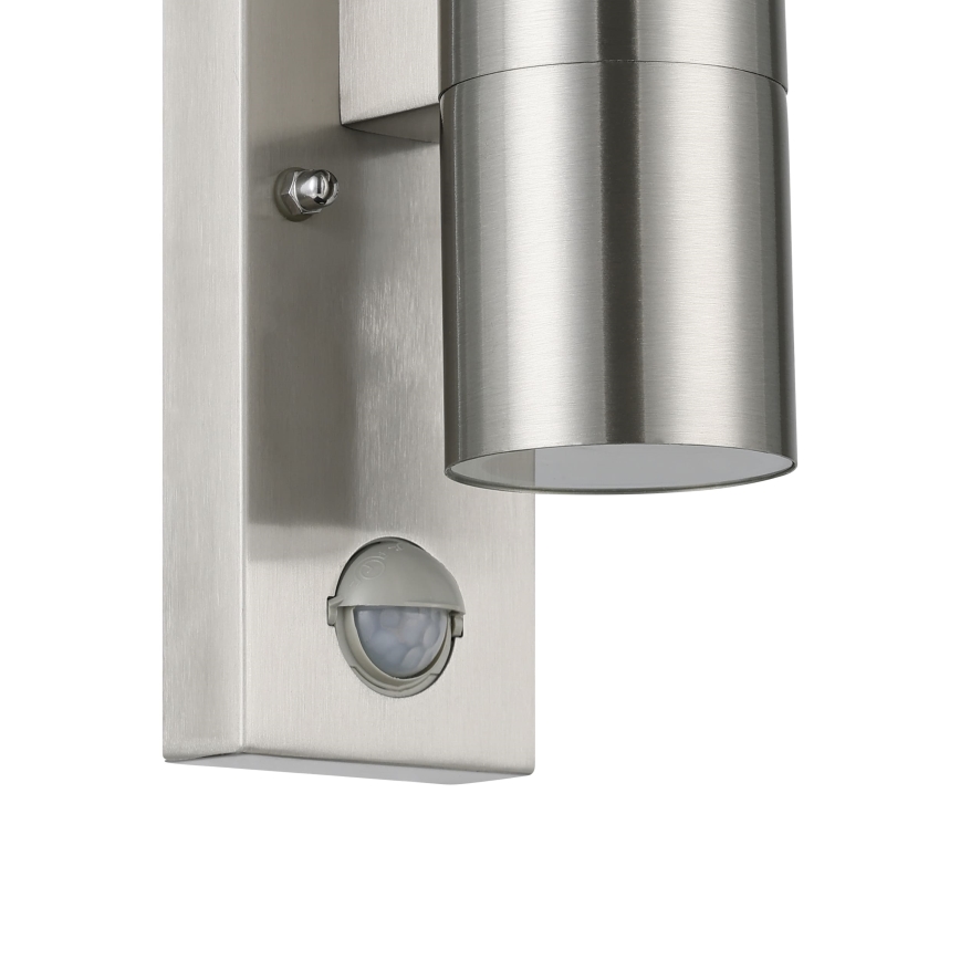 Eglo 79594 - LED-Outdoor-Wandleuchte mit Sensor ARAPONGAS 2xGU10/2,8W/230V IP44 matt Chrom