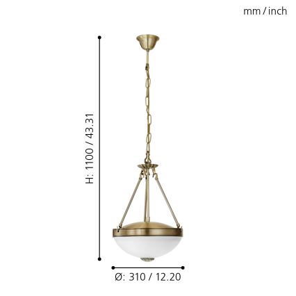 EGLO 82747 - Kronleuchter SAVOY 2xE27/60W