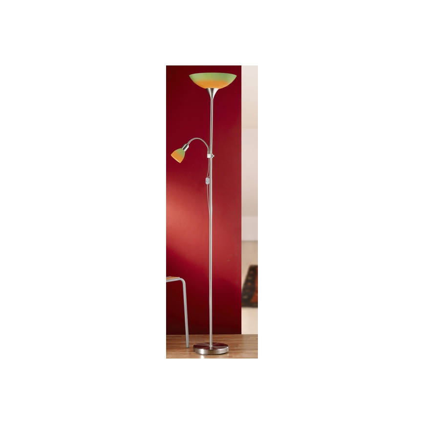 EGLO 86655 - UP 4 1xE27/60W + 1xE14/40W Stehlampe Nickel matt / gelb / orange