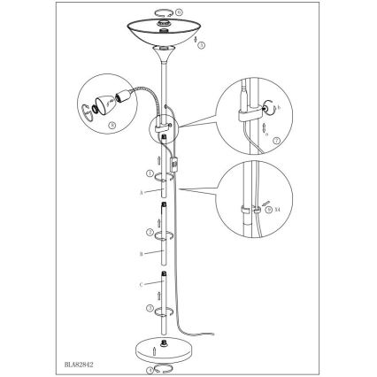 EGLO 86655 - UP 4 1xE27/60W + 1xE14/40W Stehlampe Nickel matt / gelb / orange