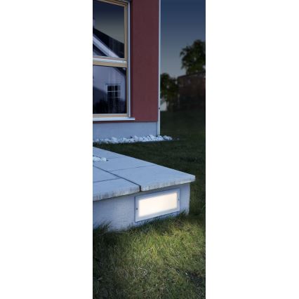 EGLO 88008 - Außen-Einbauleuchte ZIMBA 1xE27/60W silber/weiß IP44