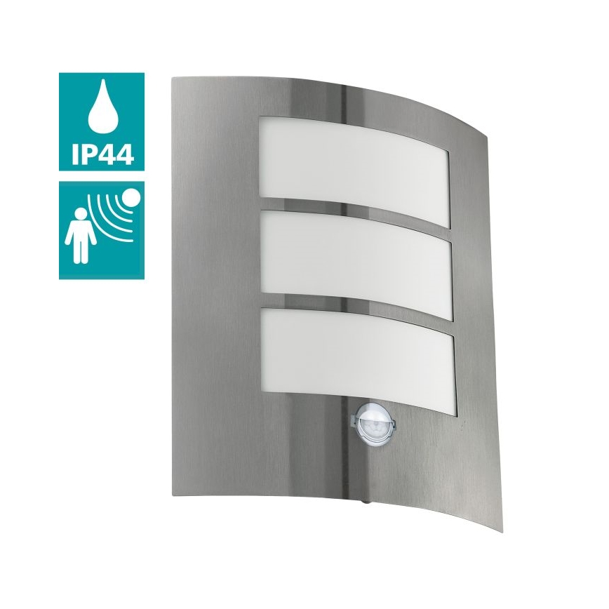 EGLO 88142 - Sensor- Außenwandleuchte CITY 1xE27/15W