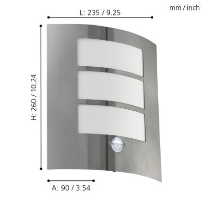 Eglo - Sensor- Außenwandleuchte 1xE27/15W/230V IP44