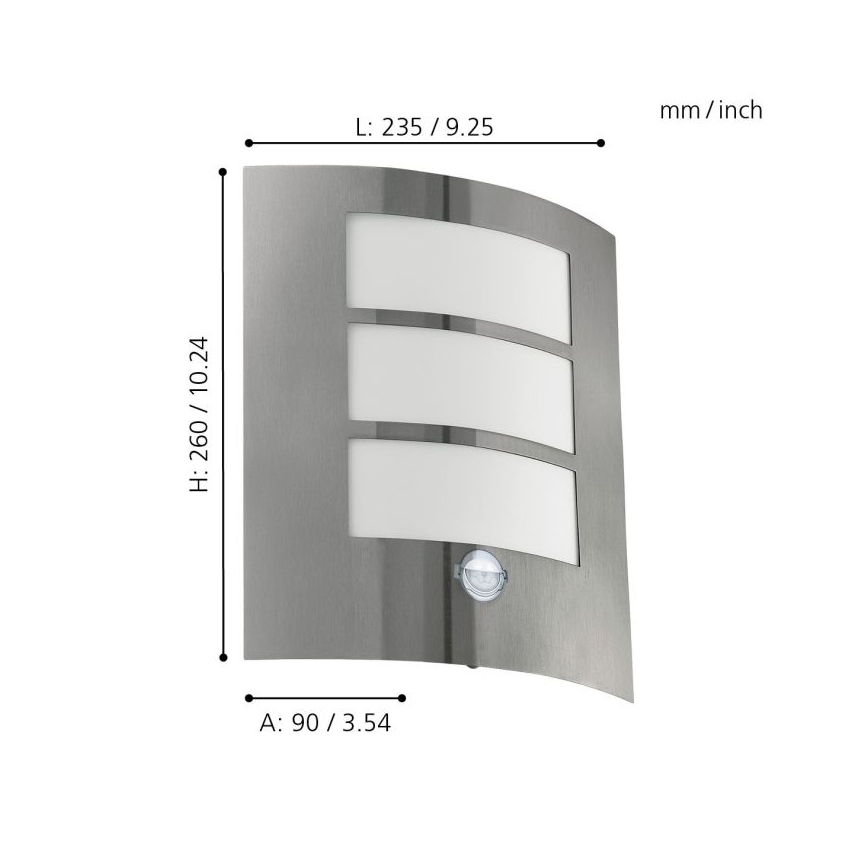 Eglo - Sensor- Außenwandleuchte 1xE27/15W/230V IP44