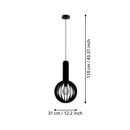 Eglo - Hängeleuchte an Schnur 1xE27/40W/230V d 31 cm schwarz
