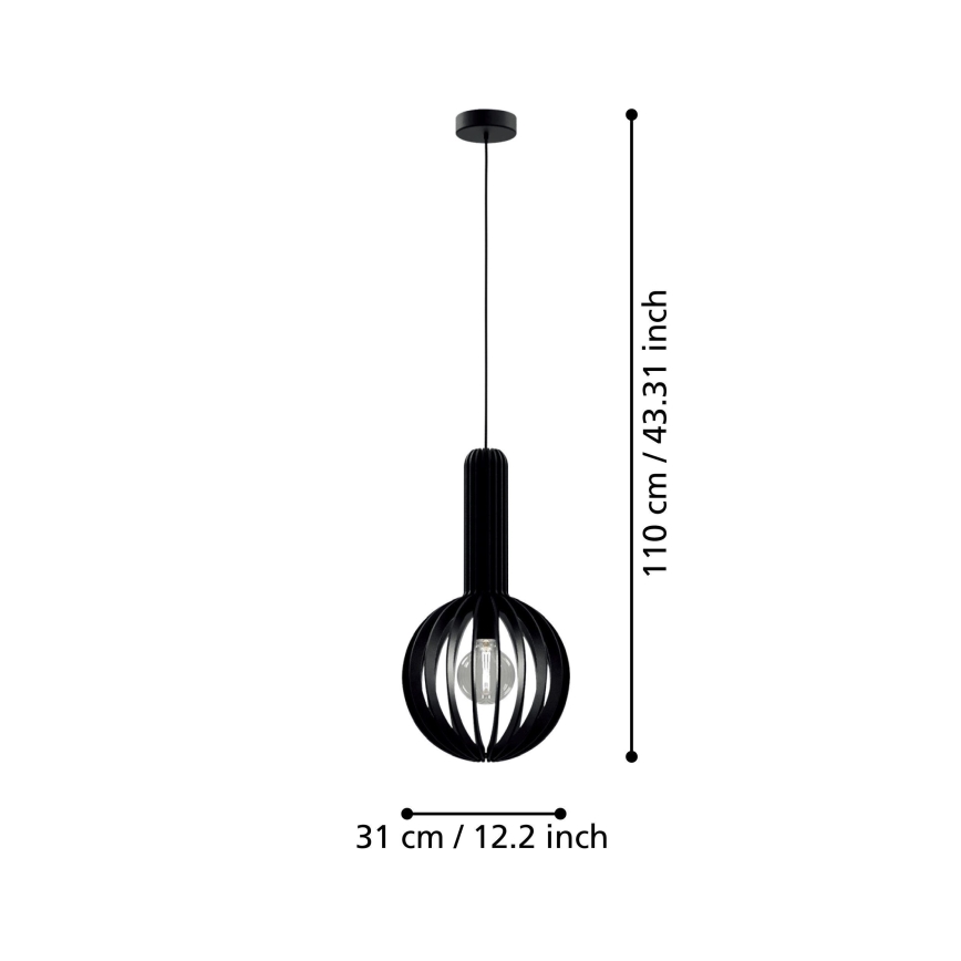 Eglo - Hängeleuchte an Schnur 1xE27/40W/230V d 31 cm schwarz