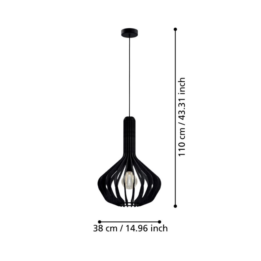 Eglo - Hängeleuchte an Kabel 1xE27/40W/230V Ø 38 cm schwarz