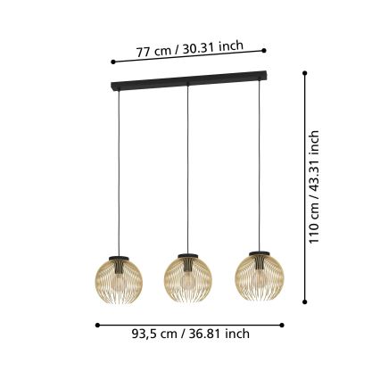 Eglo - Hängeleuchte an Schnur 3xE27/40W/230V