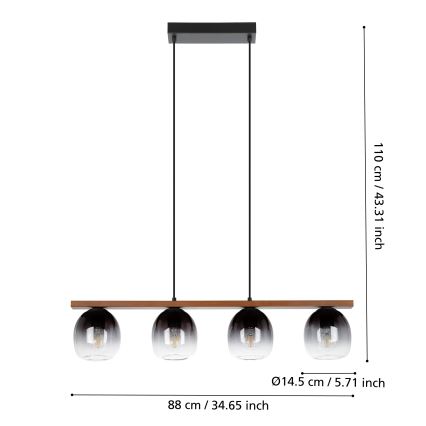 Eglo - Hängeleuchte an Seil 4xE27/40W/230V