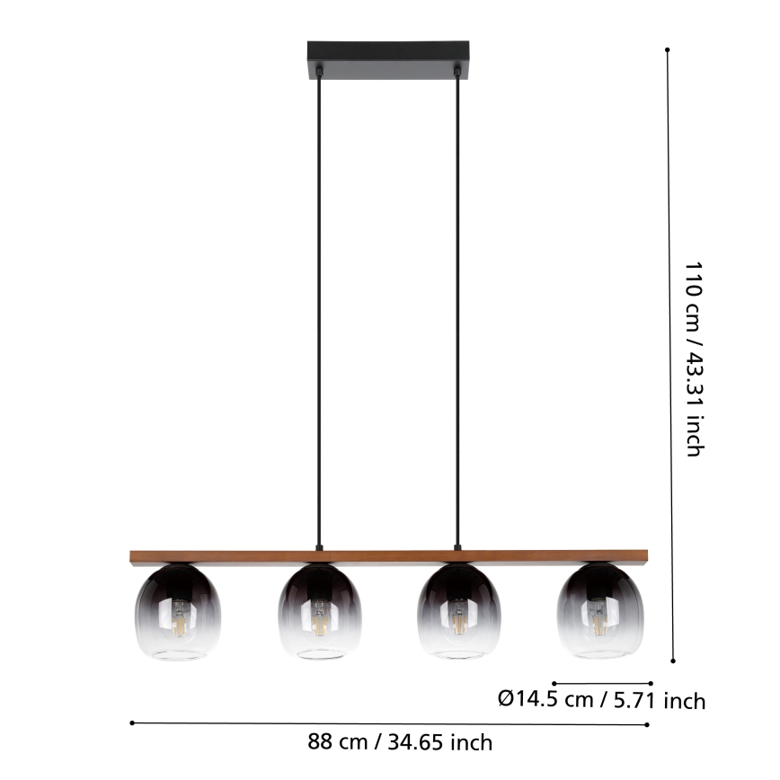 Eglo - Hängeleuchte an Seil 4xE27/40W/230V