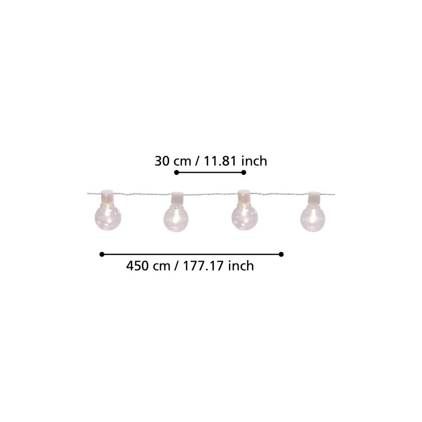 Eglo - LED Außen-Dekokette 16xLED/0,064W/24V IP44 weiß